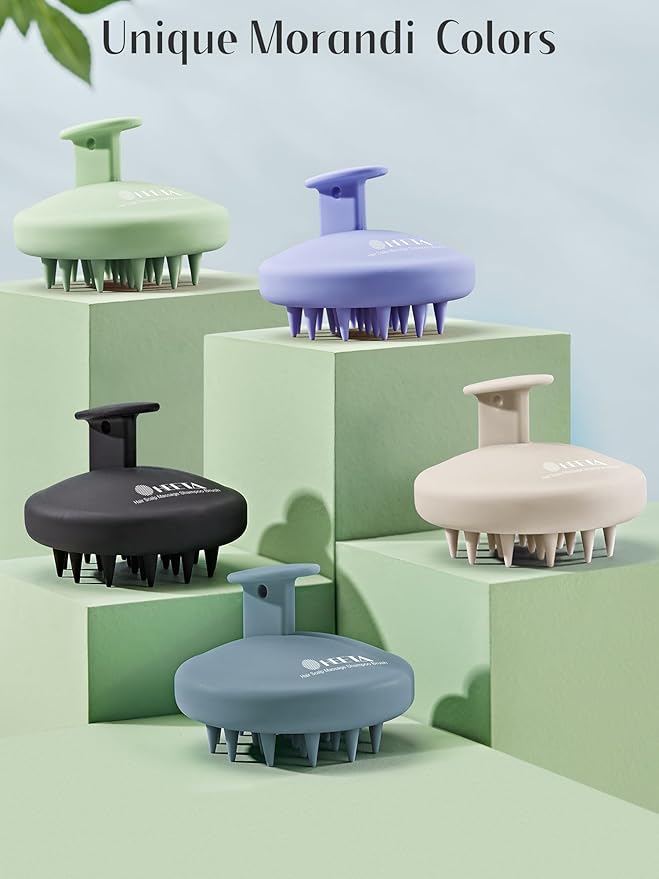 HEETA Scalp Massager Hair Growth, Scalp Scrubber with Soft Bristles, Integrated Silicone Design, Exfoliator for Dandruff Removal & Relaxation, Shampoo Brush Fit Wet Dry Hair Use, Dark Blue