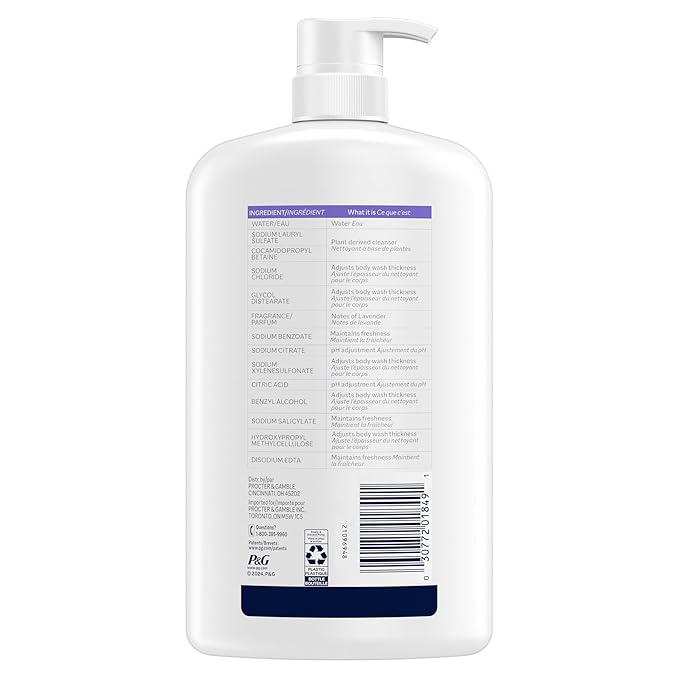 Ivory Body Wash, Designed for the Whole Family, Gentle Formula, Free of Dyes Heavy Perfumes Parabens Phthalates & Silicones, Lavender Scent, 35 oz
