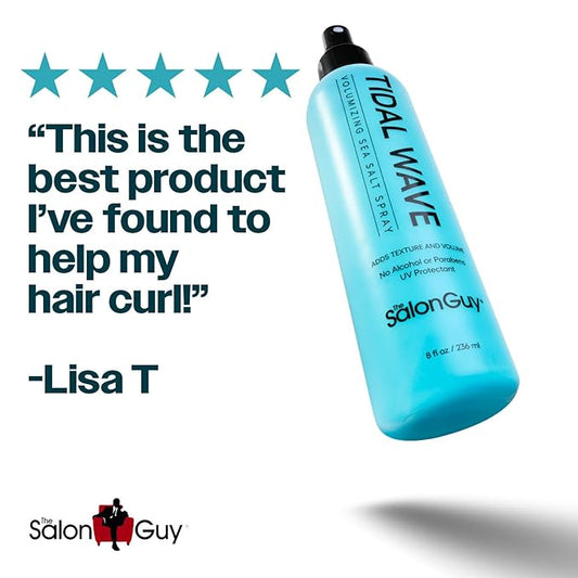 THESALONGUY Tidal Wave Sea Salt Spray for Hair | Texturizing Mist & Volumizing Spray for Men & Women | Adds Beach Waves, Volume & Matte Texture | Alcohol-Free, Paraben-Free, 8 oz