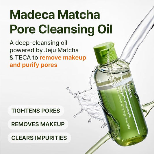 Centellian 24 Madeca Matcha Cleansing Oil (6.76fl oz) – Two-Tone TECA & Jeju Matcha Deep Cleanser for Pores, Sebum & Blackheads, Waterproof Makeup Removal, Korean Skincare