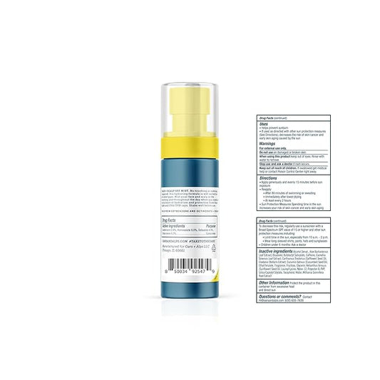 Oars + Alps Face & Scalp Sunscreen Spray Mist, SPF 35 Facial & Hair Sunscreen, Protects from Blue Light, Infused with Aloe Vera + Cucumber, Water & Sweat Resistant, Summer Splash Scent, 2pk
