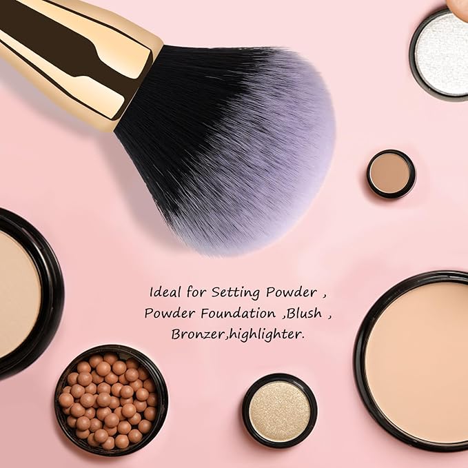 Powder Brush,Daubigny Large Powder Brush Flat Arched Premium Durable Kabuki Makeup Brush Perfect For Blending Liquid,Cream and Flawless Powder,Buffing, Blending,Concealer (Gold Black)