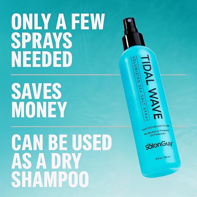 THESALONGUY Tidal Wave Sea Salt Spray for Hair | Texturizing Mist & Volumizing Spray for Men & Women | Adds Beach Waves, Volume & Matte Texture | Alcohol-Free, Paraben-Free, 8 oz