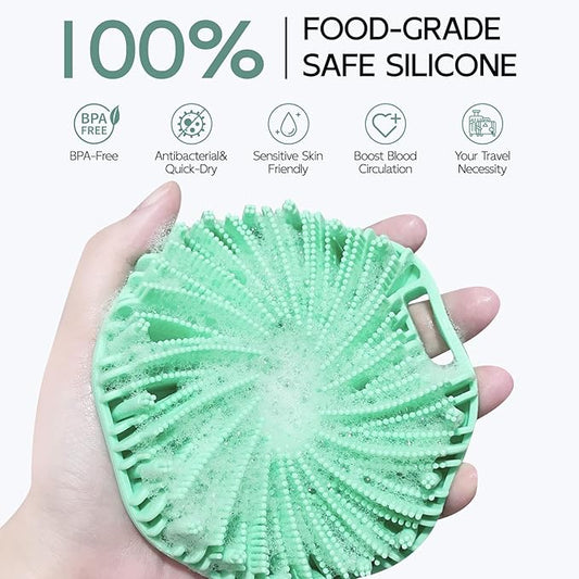 Silicone Body Scrubber 2 Counts, Exfoliating Body Wash Scrubbers Exfoliator, Shower Body Brush for Effective Showering Exfoliation and Gentle Massage (Green+Blue)