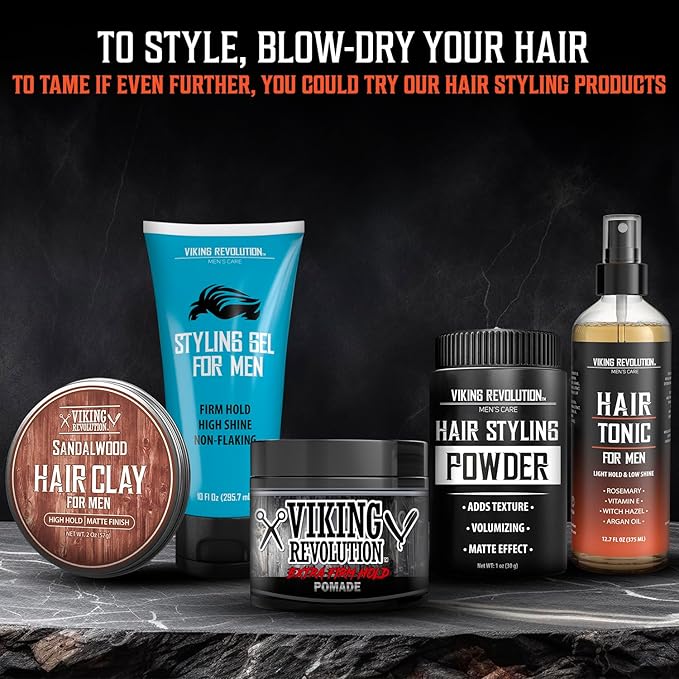 Viking Revolution Hair Tonic Men (12.7oz) - Hair Spray for Men with Sandalwood Scent - Texture Spray with Rosemary, Argan Oil, and Witch Hazel - Light Hold and Low Shine for Styling and Grooming