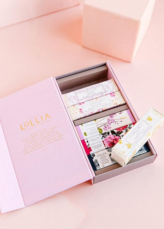 LOLLIA Petite Treat Handcreme Gift Set with Always in Rose, Breathe, Dream, Relax, This Moment & Wish, Scented Hand Cream for Women, Moisturizing Lotion for Dry Hands, Quick Absorbing Skin Care