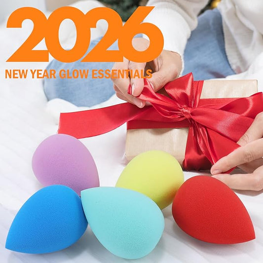 BEAKEY Makeup Sponge Set 5 Pack Micro Porous Low Absorption Soft Latex Free Foundation Beauty Sponges & Blenders for Powder Cream, Stocking Stuffers for Women