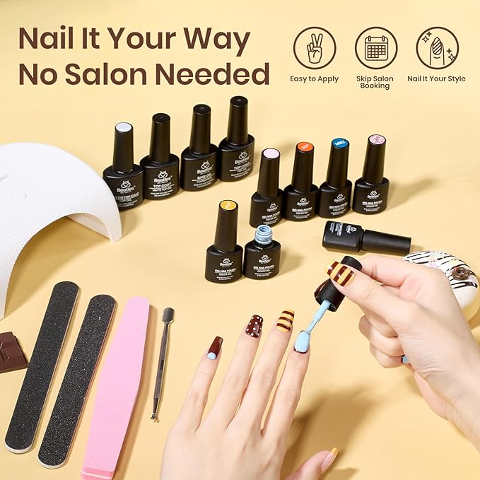 Beetles Gel Nail Polish Kit with U V Light and Nail Drill - 55Pcs Gel Nails Kit 32 Color LuliCore Polka Set with Base Top Coat Professional Manicure Home DIY Set Christmas Gifts for Women Teens Girls