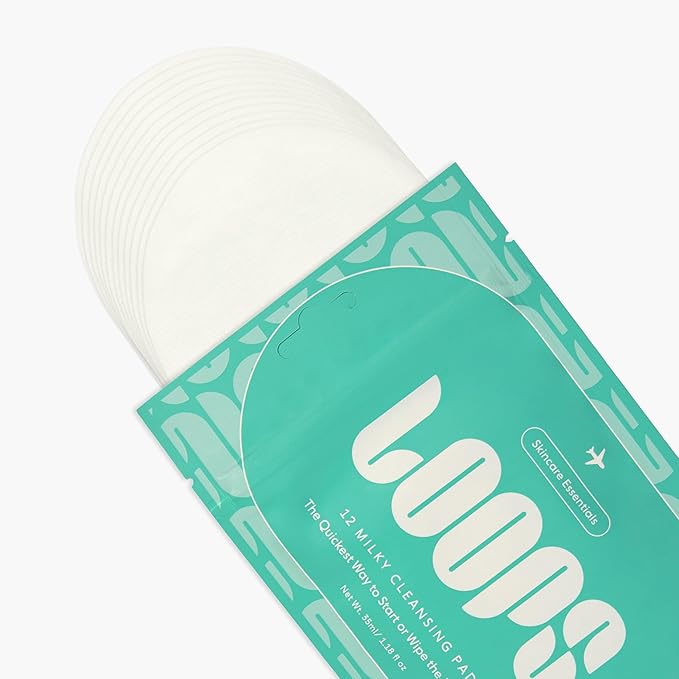 LOOPS Milky Cleanser Korean Skincare - Deep Cleansing and Hydrating Skin Care - Pre-soaked Bamboo Facial Cleansing Pads - Facial Wash with Milky Oil Complex - Oil Cleanser for Face - Gifts for Women