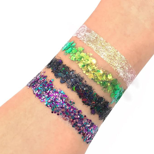 Black - Holographic Body Glitter Gel for Body, Face, Hair - Vegan & Cruelty Free - Electric Bliss Beauty (Black)