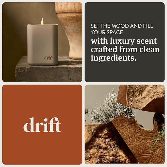 Drift Vanilla Woods Scented Candle - Clean Oil Premium Home Decor Fragrance - 60 Day Burn Time - 10.5 oz