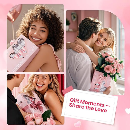 Beetles 30 Pcs Gel Nail Kit Valentine's Day Gel Nail Polish Kit with U V Light -6 Colors Red Cat Eye Pink Jelly Glitter Sweet Date Set with Heart Magnet Manicure DIY Salon Gifts for Women Teens Girls