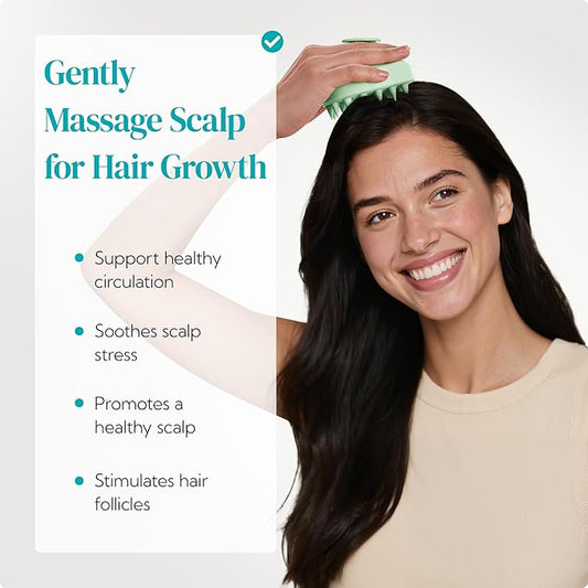 HEETA Scalp Massager Shampoo Brush 2 Pack, Soft Silicone Bristles to Remove Dandruff, Waterproof Scrubber for Wet Dry Hair, Suitable for Men & Women (Light Beige&Green)