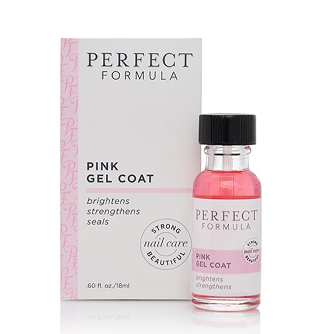 Perfect Formula Pink Gel Coat – Rosey Glow Nail Strengthener & Keratin Treatment, 0.6 oz - Protein-Rich, Glossy Pink Gel Nail Polish for Damaged Nails | Supports Growth & Repair