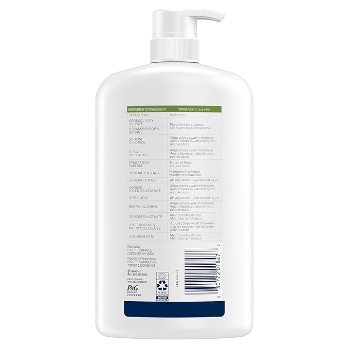 Ivory Gentle Body Wash, Designed for the Whole Family, Free of Dyes Heavy Perfumes Parabens Phthalates & Silicones, Aloe Scent, 35 oz
