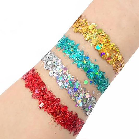 Silver Holographic - Body Glitter Gel for Body, Face, Hair - Vegan & Cruelty Free - Electric Bliss Beauty (Holographic Silver)