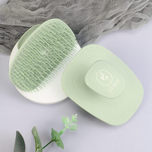 2 PC Scalp Massager Shampoo Brush, Scalp Scrubber & Exfoliator for Dandruff Removal, Wet & Dry and Detangler for Men and Women, Suitable for Short Medium Hair (Green)