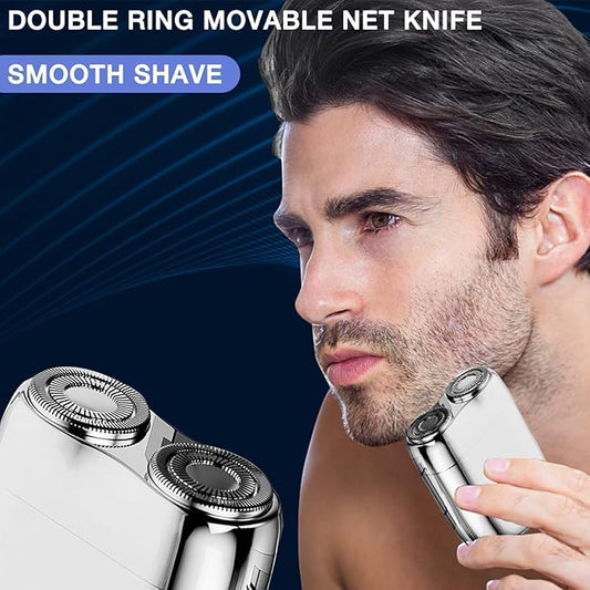 New Model Mini Dual-Head Electric Shaver, Dual Head Shaver, 2025 New Upgrade Pocket Shaver Mini Shavers for Men, Washable Double Head Razor (Silver)