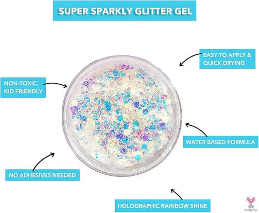 Iridescent - Holographic Body Glitter Gel for Body, Face, Hair - Vegan & Cruelty Free - Electric Bliss Beauty (Iridescent)