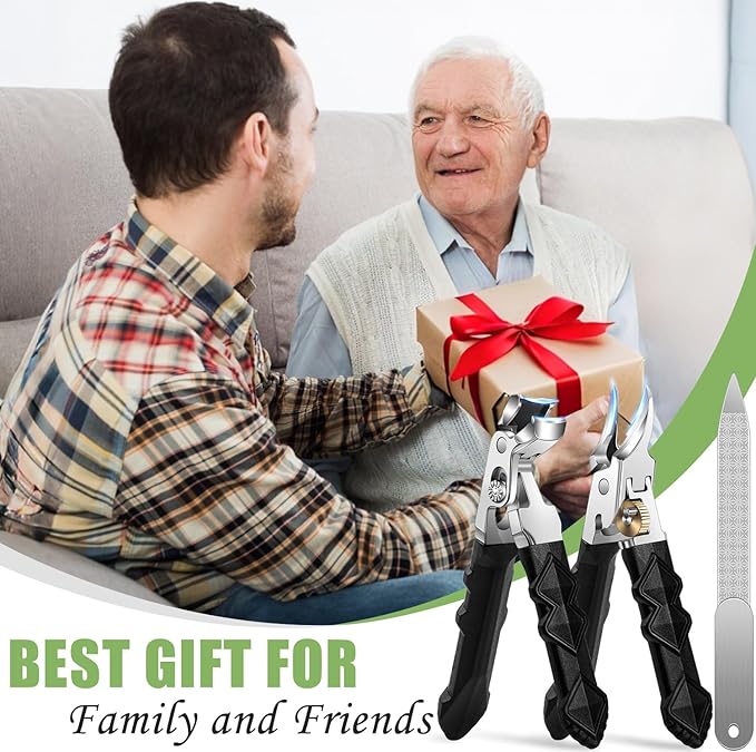 Toenail Clippers for Thick Toenails, Angled Head Large Toe Nail Clippers for Thick Nails for Men, Heavy Duty Slanted Nail Clippers with Wide Jaw, Ingrown Toenail Clippers with Long Handle