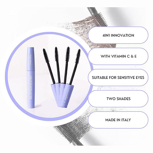 4-in-1 Click and Turn Mascara - Mascara Volume and Length - High Pigmentation, Waterproof, Easy Removal - Ultra Black - 0.4 oz