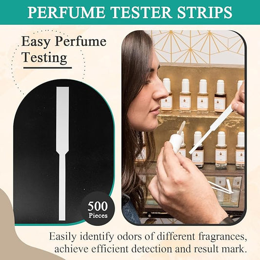 500 Pcs Perfume Tester Strips - Perfume Blotter Essential Oils Paper Test Strips -Premium Fragrance Tester Strips for Scent Evaluation - Fragrance Strips for Aromatherapy & Spice Oils (White)