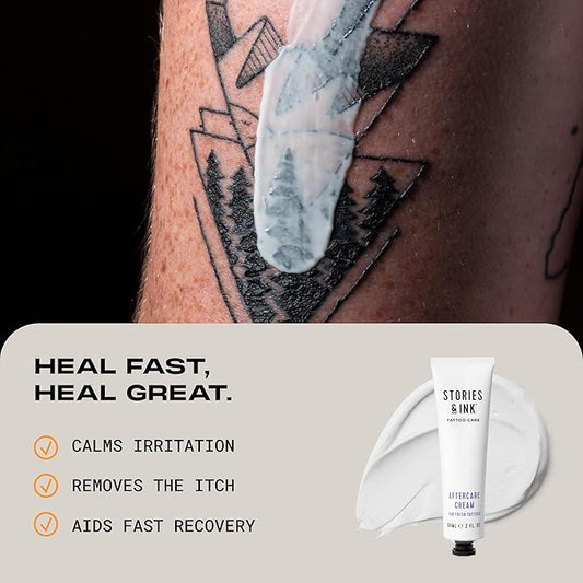 Stories & Ink Tattoo Care | AFTERCARE CREAM for fresh tattoos - Soothes Freshly Tattooed Skin, Visibly Calms Itchy or Irritated Skin, Fragrance-Free, Vegan & Cruelty-Free, 60 mL / 2 Fl Oz