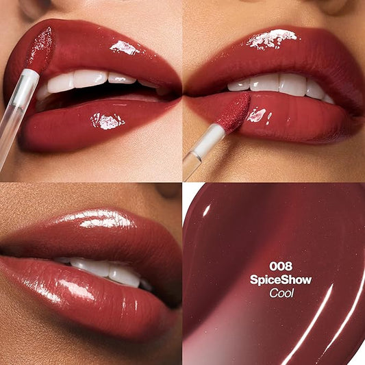 REVLON PhotoReady Instant Plump Serum, Plumping Gloss, Hydrating, Non-Sticky & High Shine Finish, 008 Spice Show, 0.25 fl oz