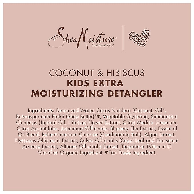 SheaMoisture Kids Extra Moisturizing Detangler Coconut & Hibiscus for Curly Hair Shea Butter Hair Care Product 8 oz