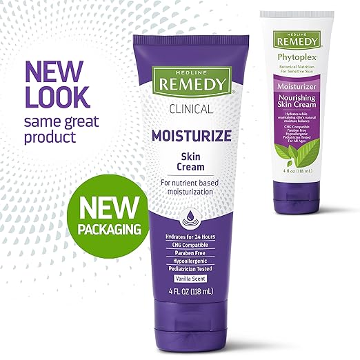 Medline Remedy Clinical Skin Cream, Vanilla Scent (4 fl oz), Moisturizing Face and Body Cream for All Ages, Paraben & Sulfate Free, Quick Absorbent Formula, Hypoallergenic Skin Moisturizer