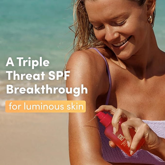 Coco & Eve Tan Boosting Anti-Aging Body Oil SPF45 - Tanning Accelerator Pump, UVA UVB Sun Protection | Moisturizing Outdoor Bronzing Enhancer with Natural Ingredients, Antioxidants (5.07 Fl Oz)