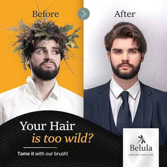 Belula Men's Hair Grooming Set: Boar Bristle Brush, Nylon Pin Brush, Wooden Comb, and Travel Bag for Styling