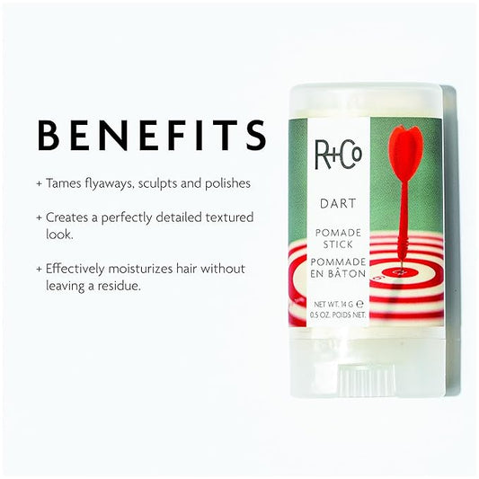 R+Co Dart Hair Wax Stick | Tame Flyaways, Sculpt & Polish | Long-Lasting Texture | Vegan + No Parabens