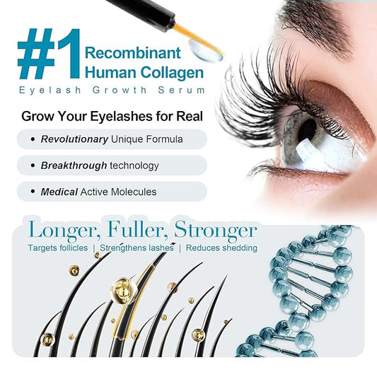 Natural Eyelash Growth Serum (0.17fl.oz / 5ml) - Premium Lash Enhancer for Longer, Thicker, Fuller Lashes - Strengthens & Conditions Lashes - Safe & Effective Formula for Visible Results in 2 Weeks