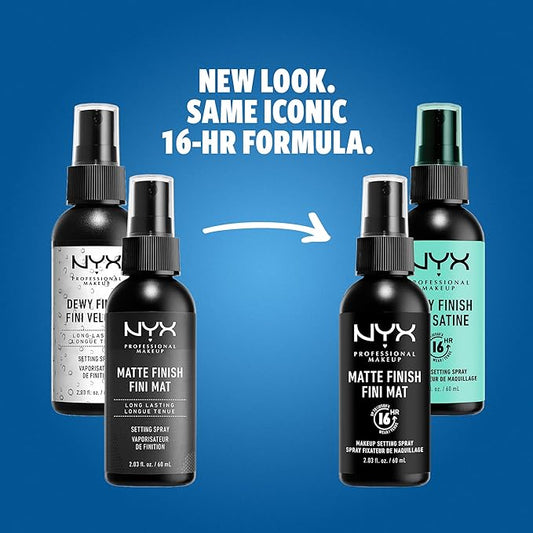 NYX PROFESSIONAL MAKEUP Makeup Setting Spray - Matte + Dewy Finish, Long-Lasting Face Mist for up to 16HR Wear, Vegan Formula (Pack Of 2)