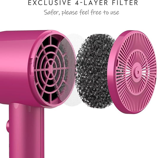 AINA Hair Dryer with Diffuser, Blow Dryer for Women | Advanced Ionic Technology, Ceramic Coating | Cold Shot Features Turbo Heat for Fast Drying and Shine 110V/ALCI (Neon Pink)