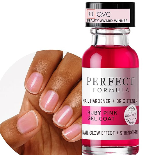Perfect Formula Ruby Pink Gel Coat - Nail Strengthener, Keratin Nail Treatment, Gemstone Pink Gel Nail Polish - Nail Strengthener for Damaged Nails - Made In The USA .60 fl oz.