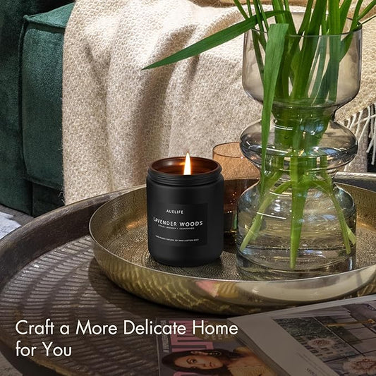 Lavender & Wood Scented Candle - Candle for Men