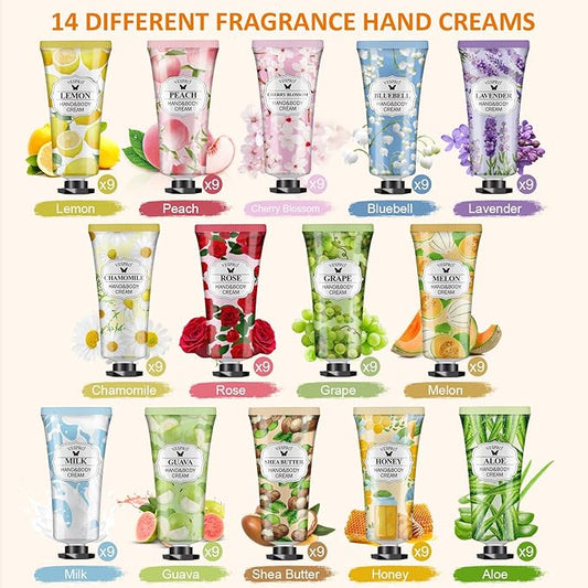 VESPRO 126 Pack Hand Cream Set, Stocking Stuffers for Women, Bulk Hand Lotion Travel Size for Dry Cracked Hands, Mini Hand Lotion for Christmas Gifts, Bridesmaid Gifts, Employee Appreciation Gifts