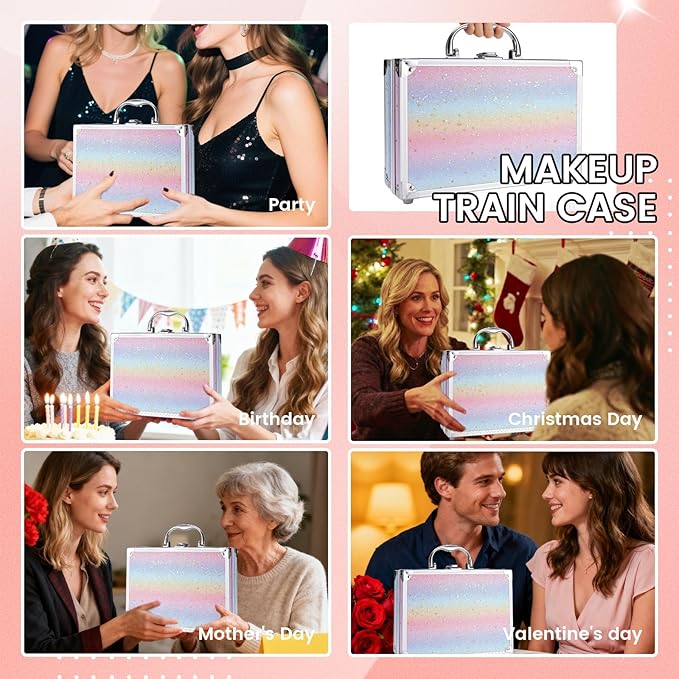 Makeup Kit for Women Girls, Fashionable Make Up Present Set for Beginners Professionals Traveler with Case, Makeup Essential with Eyeshadow Palette, Lip Gloss, Mascara,Foundation Face Primer(Rainbow)