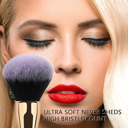 Powder Brush,Daubigny Large Powder Brush Flat Arched Premium Durable Kabuki Makeup Brush Perfect For Blending Liquid,Cream and Flawless Powder,Buffing, Blending,Concealer (Gold Black)