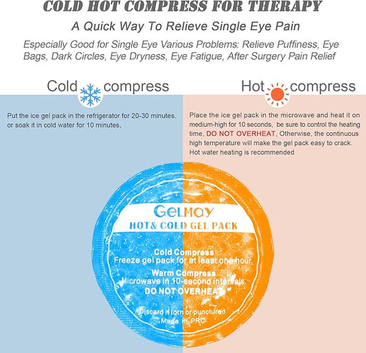 Ice Eye Patches for Puffy Eyes, Cooling Medical Eye Patch Pad Gel Pack Cover Eyepatch Cold Hot Therapy Eye Bags Dark Circles After Surgery Adult Kid (4PCS)