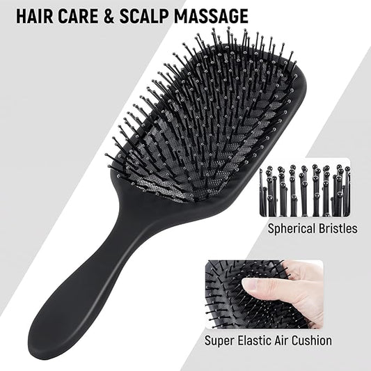 SALONSILK Hair Brush Comb Set, 5PCS Women Men Hair Brush & Styling Comb Set, Wide Tooth Rat Tail Fine Tooth Paddle Roller Combs - Professional Barber Tools for All Types