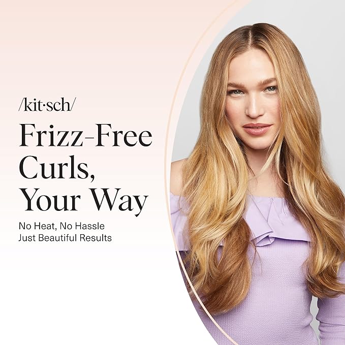 Kitsch Satin Heatless Hair Curler Set - Heatless Curls Overnight with Hair Curler & 2 Satin Scrunchies - Hair Curlers to Sleep in for Overnight Curls - Overnight Blowout Rods - Chocolate