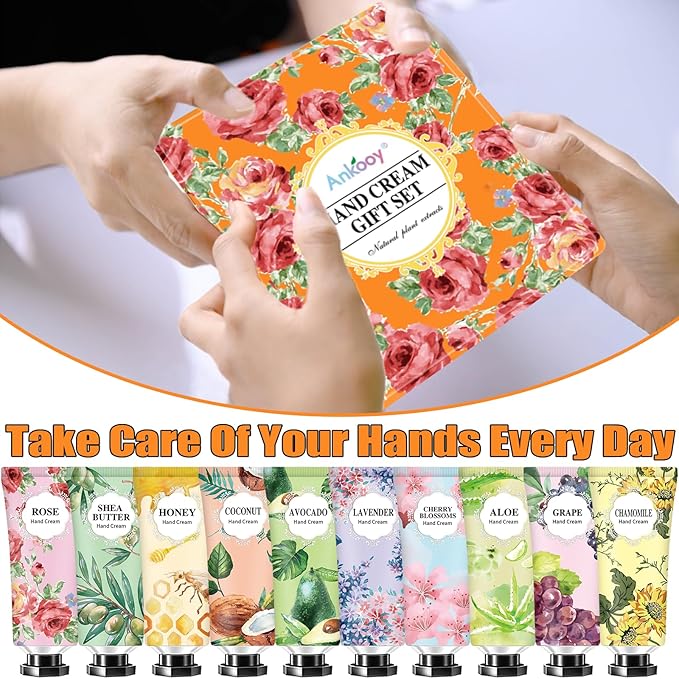 10 Pack Hand Cream Gifts Set, Stocking Stuffers for Teen Girls,Adults, Christmas Gifts for Women,Gifts for Teachers,Natural Plant Fragrance Scented Hand Lotion Travel Size Mini Lotion With Shea Butter