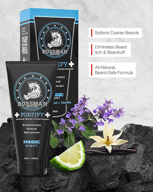 Bossman Beard Conditioner Variety Pack - Softener and Moisturizer Beard Grooming Care Kit for Men - Beard Cream and Lotion - Made in USA - 6 Scents