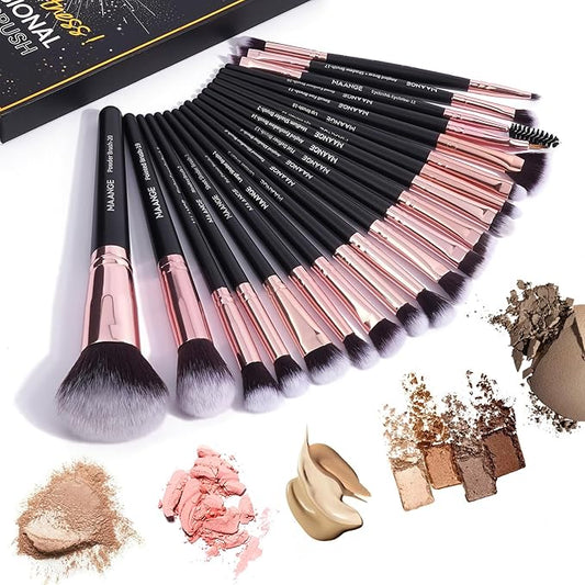 Make up Brushes, 20 Pcs Professional Makeup Brushes Set Foundation Eyeshadow Blush Brush,Travel Kabuki Blending Concealers Face Powder Eye Makeup Brush Sets with Gift box(Black)