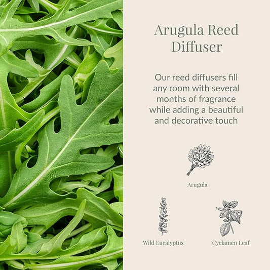 Archipelago Botanicals Arugula Reed Diffuser, Home Fragrance Reed Diffuser, Includes Fragrance Oil, Decorative Wooden Cap & 10 Diffuser Reeds, Perfect for Home, Office or Gift, 7.85 fl oz