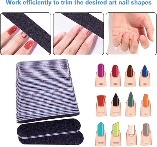 Small Nail Files Bulk (50 Pcs), 3.6 Inches Emery Board Nail File for Acrylic and Natural Nails, 100/180 Grit Double Sided Fingernail Filer Pack Mini Professional Filers Manicure Pedicure Set