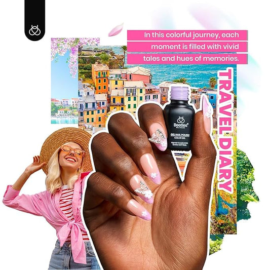 beetles 85 Pcs Gel Nail Polish Kit with UV Light - 35 Colors Gel Polish Set Travel Diary All in One Manicure Kit with Nails Tips and Base Top Coat Soak Off Home DIY Salon Gifts for Women Teens Girls